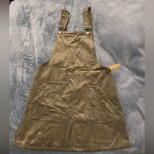 Olive green overall dress